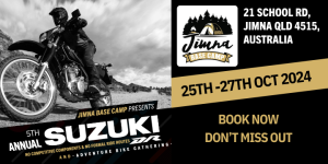 Event poster with image of an off road bike on a dirt track