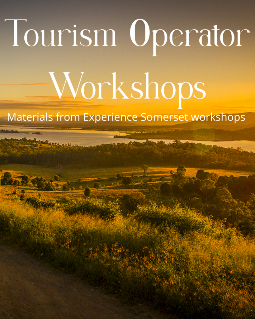 Tourism Operator Workshops Materials. Sunrise over Lake Somerset with golden sky and lake views