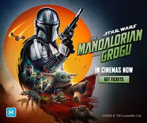 Movie Poster for The Mandalorian and Grogu movie with characters on the poster