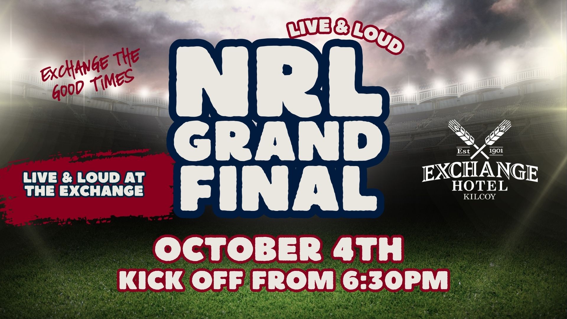 NRL Grand Final Poster for 4 October 2026 at Exchange Hotel Kilcoy