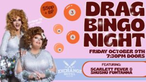 Drag Bingo at the Exchange Hotel Kilcoy 9 October 2026