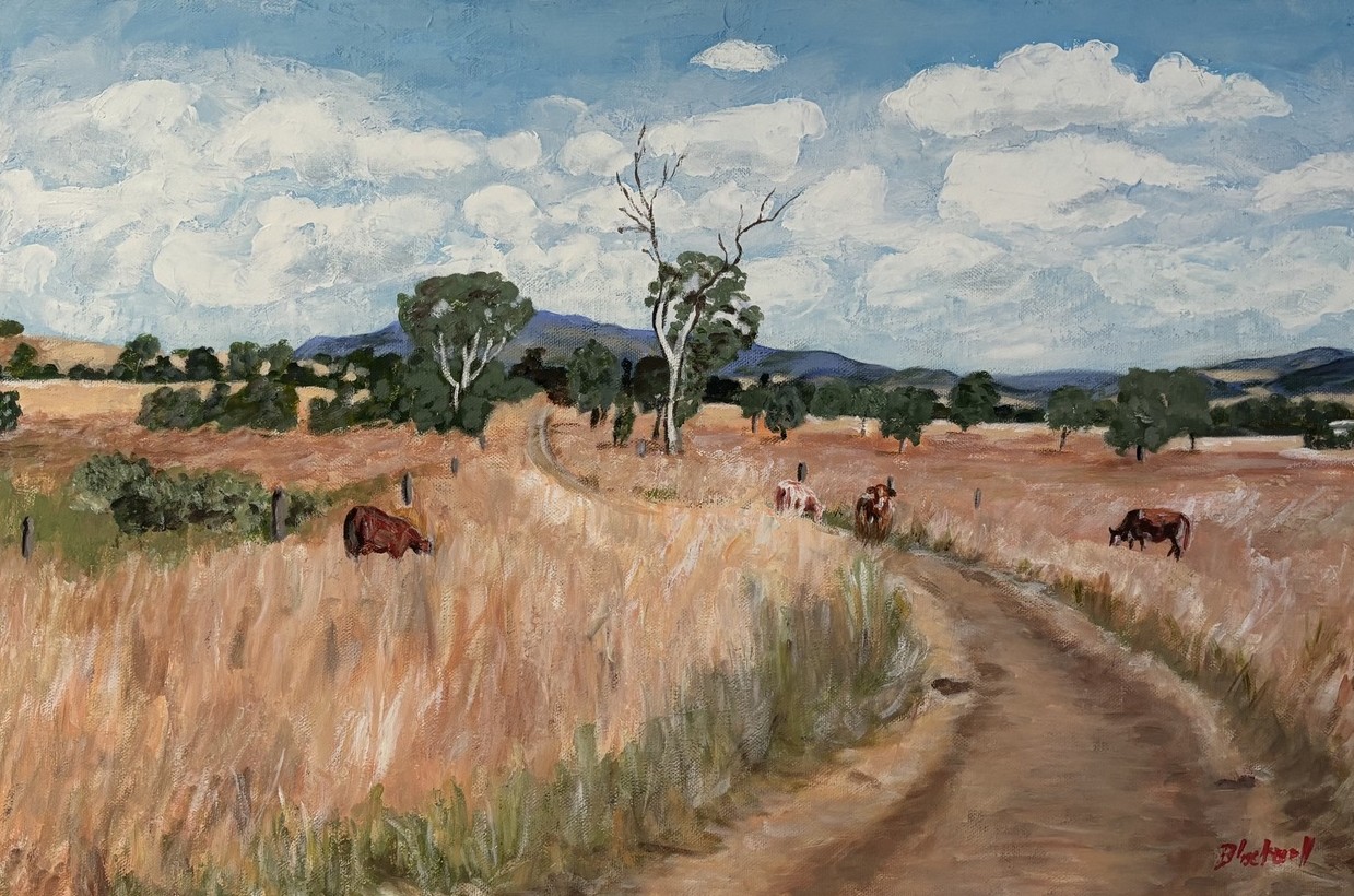 Country landscape painting by Linda Blackwell