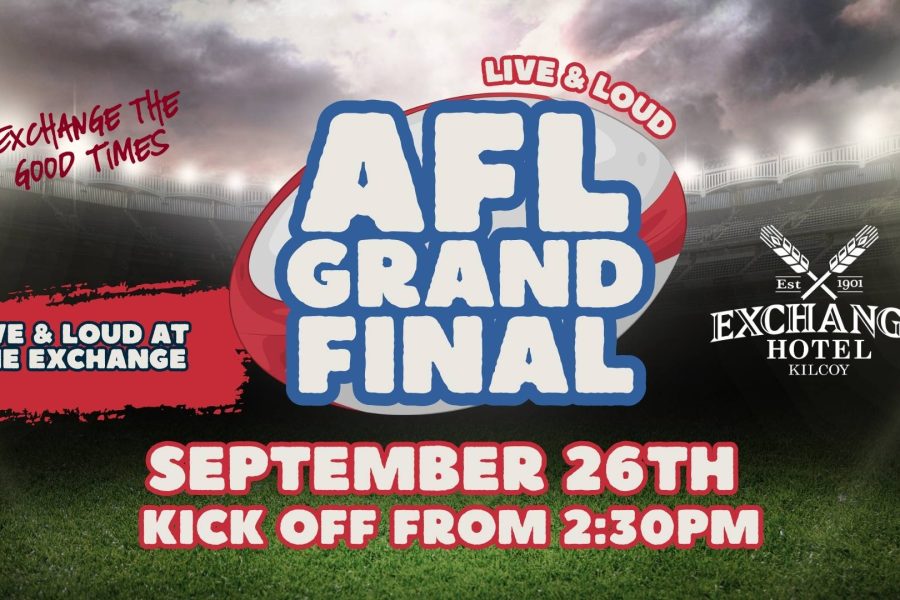 Poster for the AFL Grand Final on 26 September at the Exchange Hotel Kilcoy