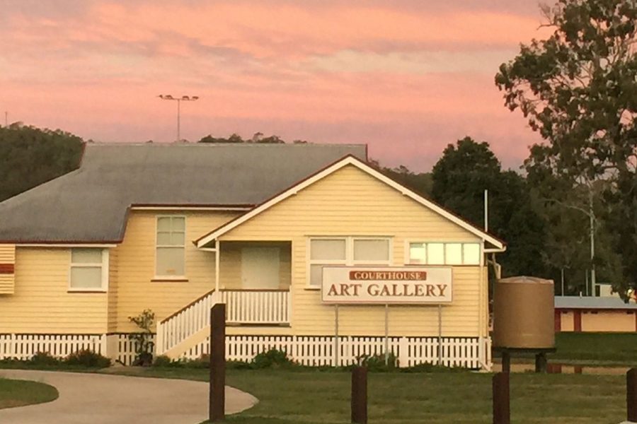 Kilcoy Courthouse Art Gallery in Yowie Park at Sunset