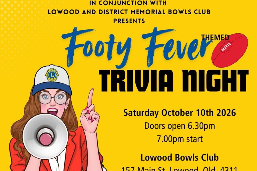 Lowood Lions Footy Fever Trivia, 9 October 2026