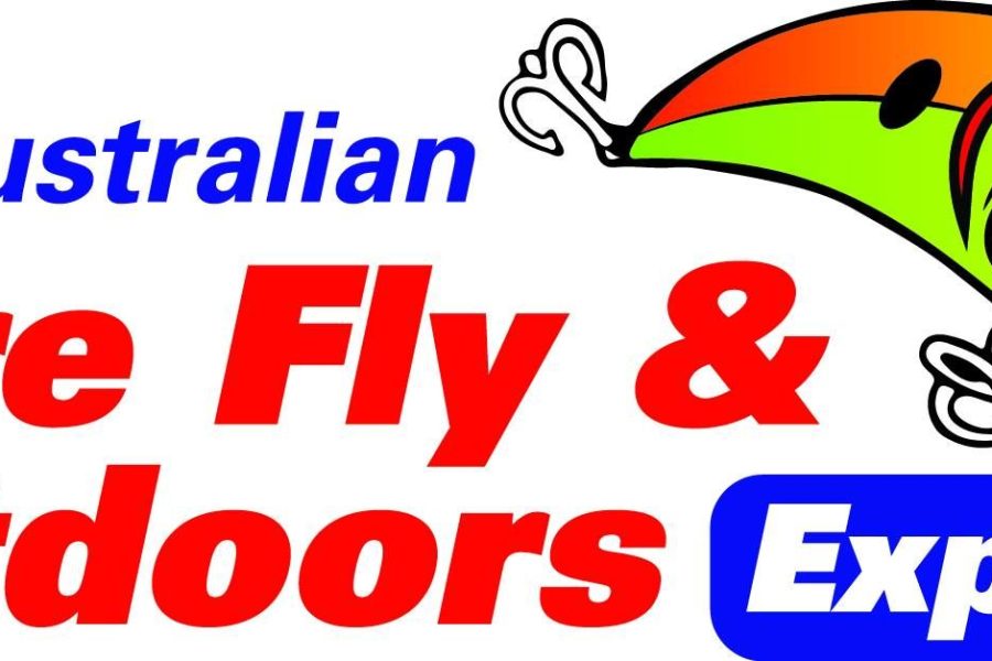 Poster for the Australian Lure Fly and Outdoors Expo. Cartoon Lure in top right corner